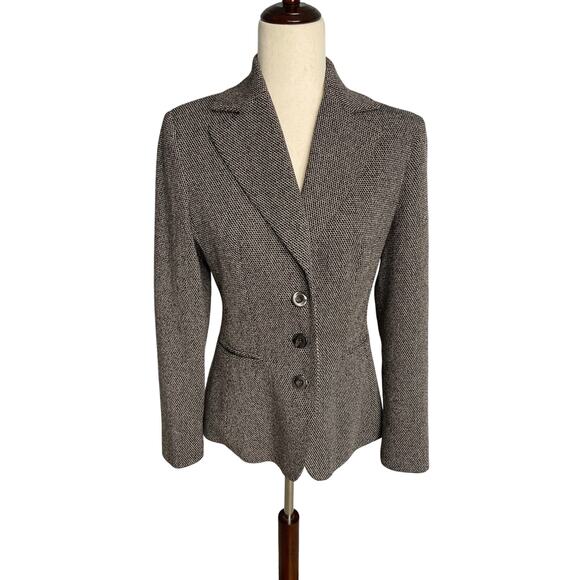 Signature by Larry Levine black white patterned lined blazer women's size 4 - Picture 1 of 7